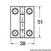 SS rectangular hinge 4 bushing 51x38 mm