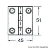 SS rectangular hinge 4 bushing 51x45 mm