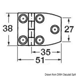 S.S blind hinge 51x38 mm trap