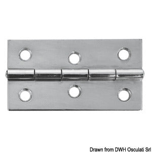 Mirror polished SS rectangular hinge 75x40 mm