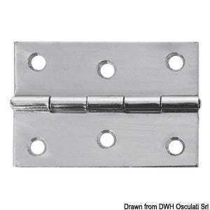 Mirror polished SS rectangular hinge 75x50 mm