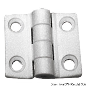 Reinforced nylon hinge, white 38x38 mm