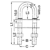 U-bolt conic fittings mirror-polished SS 120x9.5mm