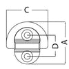 Folding pad eye 45x45 mm 6 mm ring (2 holes) Breaking load kg 1800