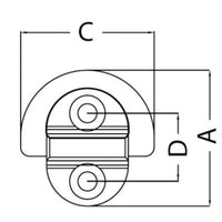 Folding pad eye 45x45 mm 6 mm ring (2 holes) Breaking load kg 1800