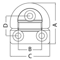 Folding pad eye 46x46 mm 6 mm ring Breaking load kg 2200