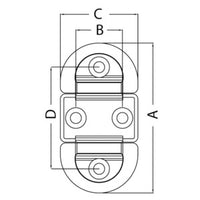 Folding pad eye 75x126 mm double 10 mm ring Breaking load Kg 12000