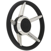 Ultraflex Stainless Steel Steering Wheel (Black Rim / 350mm / Hub) 4-V24733G 24733G