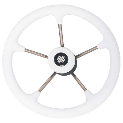 Ultraflex Steering Wheel with Firm White Grip (350mm, Stainless Steel)