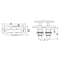 Retract push-up cleat mirrorpolished AISI316 134mm