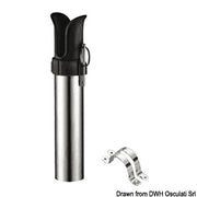 Fishing rod holder for bulkhead mounting with pull-out pin