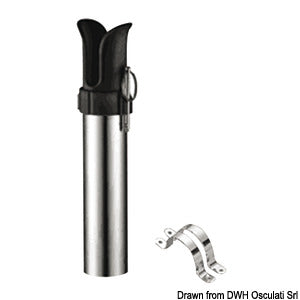 Fishing rod holder for bulkhead mounting with pull-out pin