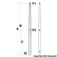 Stanchion for female base AISI316 710 mm