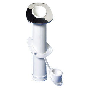 Recess-fit fishing rod holder with stainless steel flange, 60° slope