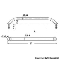 Oval pipe handrail AISI316 external screws 407 mm