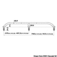 Oval pipe handrail AISI316 external screws 915 mm