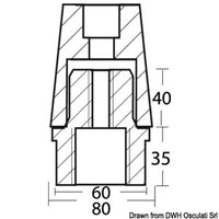 Nut w/Radice aluminium anode 40 mm