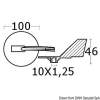 Fin anode for Yamaha 150/225 HP 2/4-strokes