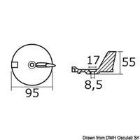 Zinc fin anode for Yamaha 25/60 HP