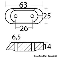 Zinc bridge anode for Yamaha 4/70 HP