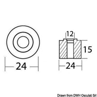 Zinc ring anode Ø 24 x 15 mm