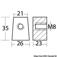 Magnesium leg anode f. Yamaha 30/60 HP