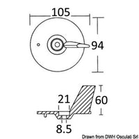 Magnesium fin anode Honda 25/50 HP