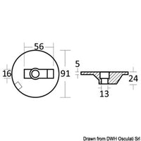 Flat fin zinc anode for Bravo