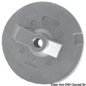 Flat fin zinc anode for Alpha/Bravo 35/300 HP