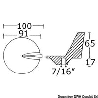 Anode for legs with 50/140 HP stainless steel propellers