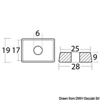 Aluminium anode for Mercury 4/5/6 HP