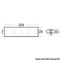 Zinc plate with 104x28-mm passing-through hole