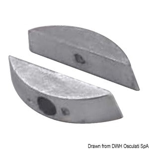 Pair of zinc anodes for foldable propellers