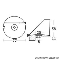 Anode fin for 60/70/140 HP