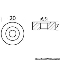 Zinc ring anode 20x7 mm