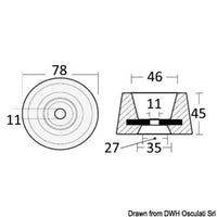 Aluminium circular anode single-bolt mounting