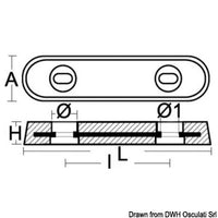 Oval Vetus type anode 2400 g