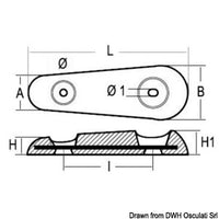 Oval Vetus type anode 2400 g