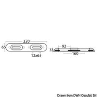 Magnesium anode for bolt mounting 320x65 mm