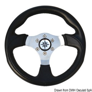 Tender steering wheel black/polished SS Ø 300 mm