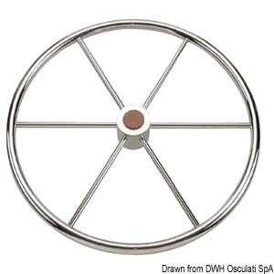 Polished SS 6-spoke steering wheel 600 mm