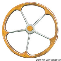 SS steering wheel w/teak external rim 500 mm