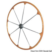 SS steering wheel w/teak external rim 500 mm