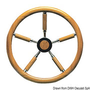 SS steering wheel w/teak external rim 500 mm