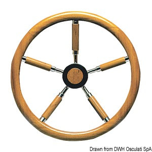 SS steering wheel w/teak external rim 400 mm