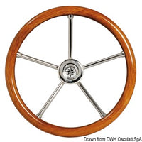 Steering wheel w/ teak outer ring 350 mm