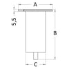 Recess-fit bushing, straight for carbon pole Ø 50 mm