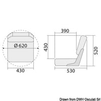 De Luxe seat w/foldable backrest white