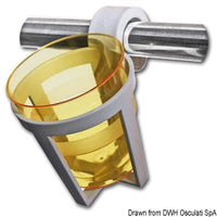 Plastic universal glass holder for snap-in mounting on pulpits and handrails