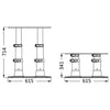 Double pedestal ss handles base 615 x 300 mm